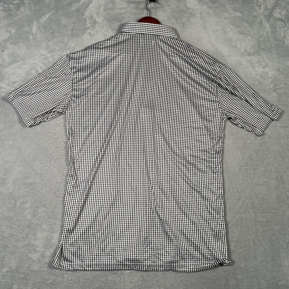 Collars & Co Polo Shirt Mens 2XL Black White Gingham Dress‎ Collar Short Sleeve - Picture 8 of 9